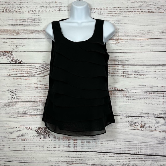 Coldwater Creek Black Tier Ruffle Sleeveless Blouse - Picture 1 of 12